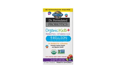 Now Foods Garden of Life Dr. Formulated Probiotics Organic Kids Berry Cherry Shelf Stable, 30 Chewable Tabs
