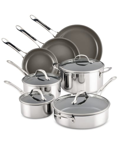 Anolon EverLast Ceramic Nonstick 11-Pc. Cookware Set - Stainless Steel