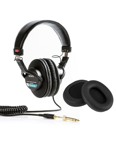 Sony Mdr-7506 Professional Folding Headphones, Bundle with Remote Audio Ear Pads for Sony Mdr-7506 Headphones, Pair