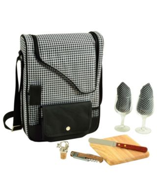 Picnic at Ascot Bordeaux Insulated Wine and Cheese Tote - Glass Wine Glasses - White