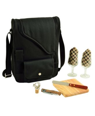 Picnic at Ascot Bordeaux Insulated Wine and Cheese Tote - Glass Wine Glasses - Tan