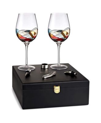 Bezrat Wine Glass Gift Set, 7 Piece - Red