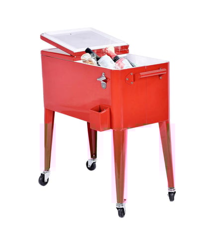 Costway Outdoor Patio 80 Quart Cooler Cart Ice Beer Beverage Chest - Red