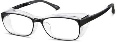 Zenni Sporty Rectangle Glasses Black Plastic Full Rim Frame