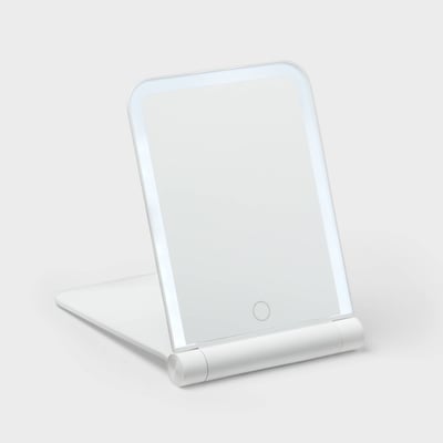 Portable LED Travel Mirror with Cover - 1X Magnification