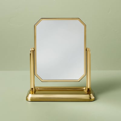 Vintage Brushed Brass Vanity Mirror with Tray by Hearth & Hand