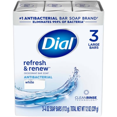 Dial Antibacterial Deodorant White Bar Soap - 3pk