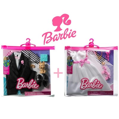 Barbie Dream Wedding Celebration Fashion Pack – Stunning Bridal Gown and Dashing Groom Suit for Dolls, Perfect for Wedding-Themed Play