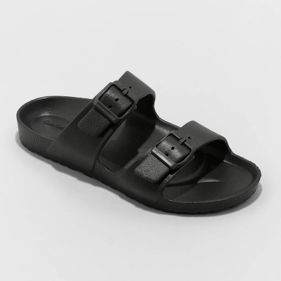 Men's Carson Two Band Slide Sandals - Goodfellow & Co™ Black 8
