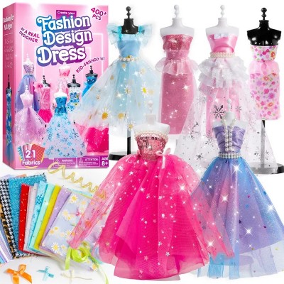 Joyfy 400+ Pcs Fashion Design Kit, Sewing Kit for Kids Age 8-12, DIY Arts & Crafts, Creative Girl Toys Ideal Birthday Christmas Gift for Young Girls