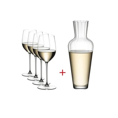 Riedel Veritas Riesling Set of 5 Wine Glasses + Mosel Decanter