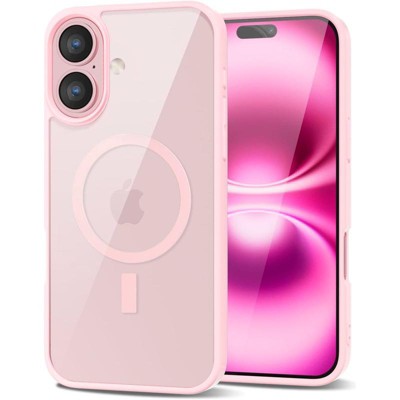 Entronix [Magnetic] Case Compatible with iPhone 17 - [Clear Back] Soft Matte Frame Pink