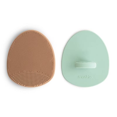 Mushie Natural Cradle Cap Brush Set - Cambridge Blue 2-Pack