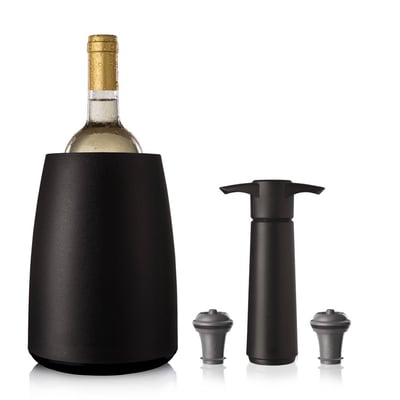 Vacu Vin Wine Chill and Preserve Bundle: ABS Barware Set, 5-Piece, Black, Spot Clean