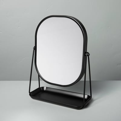Hearth & Hand Black Metal Vanity Flip Mirror with Tray