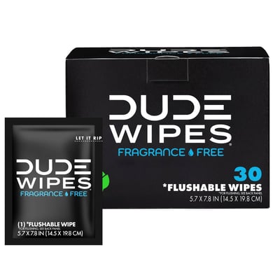 Fragrance-Free Flushable Personal Wipes - 30 Count Pack
