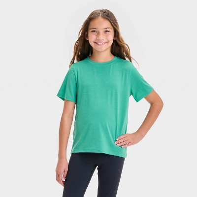 Girls' Short Sleeve Gym T-Shirt - All In Motion™ Teal Green L