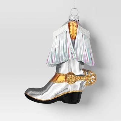 Christmas Glass Cowboy Boot Ornament - Wondershop™