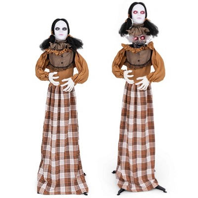 Costway Halloween Animatronics with Red Light Up Eyes Motion & Sound Activated