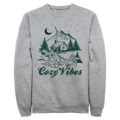 Mens Mickey & Friends Cozy Vibes Cabin Sweatshirt - Athletic Heather - Large