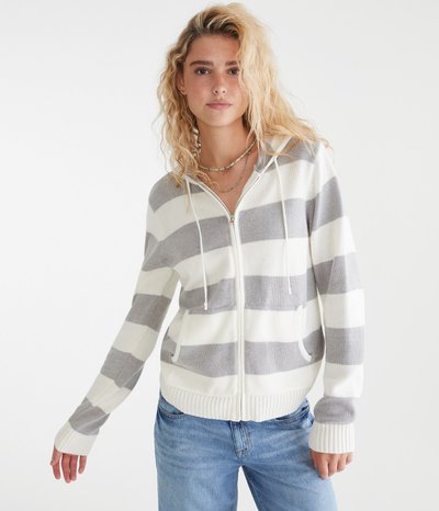 Rugby Stripe Full-Zip Sweater Hoodie