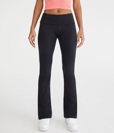 Mid-Rise Fold-Over Bootcut Pants