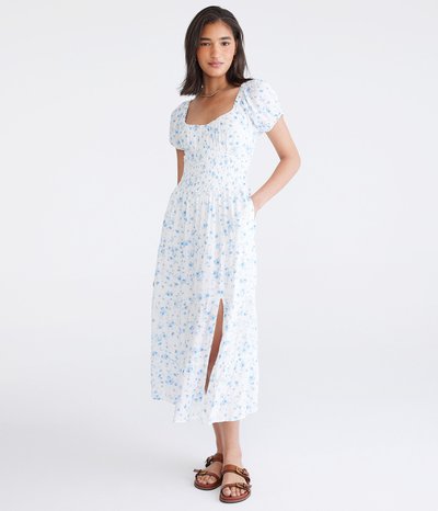 Floral Scoop-Neck Midi Dress