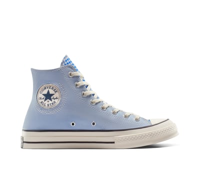 Converse Upcycle Chuck 70 Chambray & Gingham Canvas In Blue, Size 6.5 (M) / 8.5 (W)