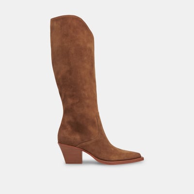 TOP CHOICES - RAJ EXTRA WIDE CALF BOOTS BROWN SUEDE