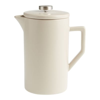 Stone Gray Ceramic and Brushed Silver French Press