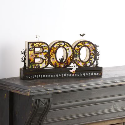Laser Cut Wood Boo Halloween Countdown LED Light Up Decor by World Market